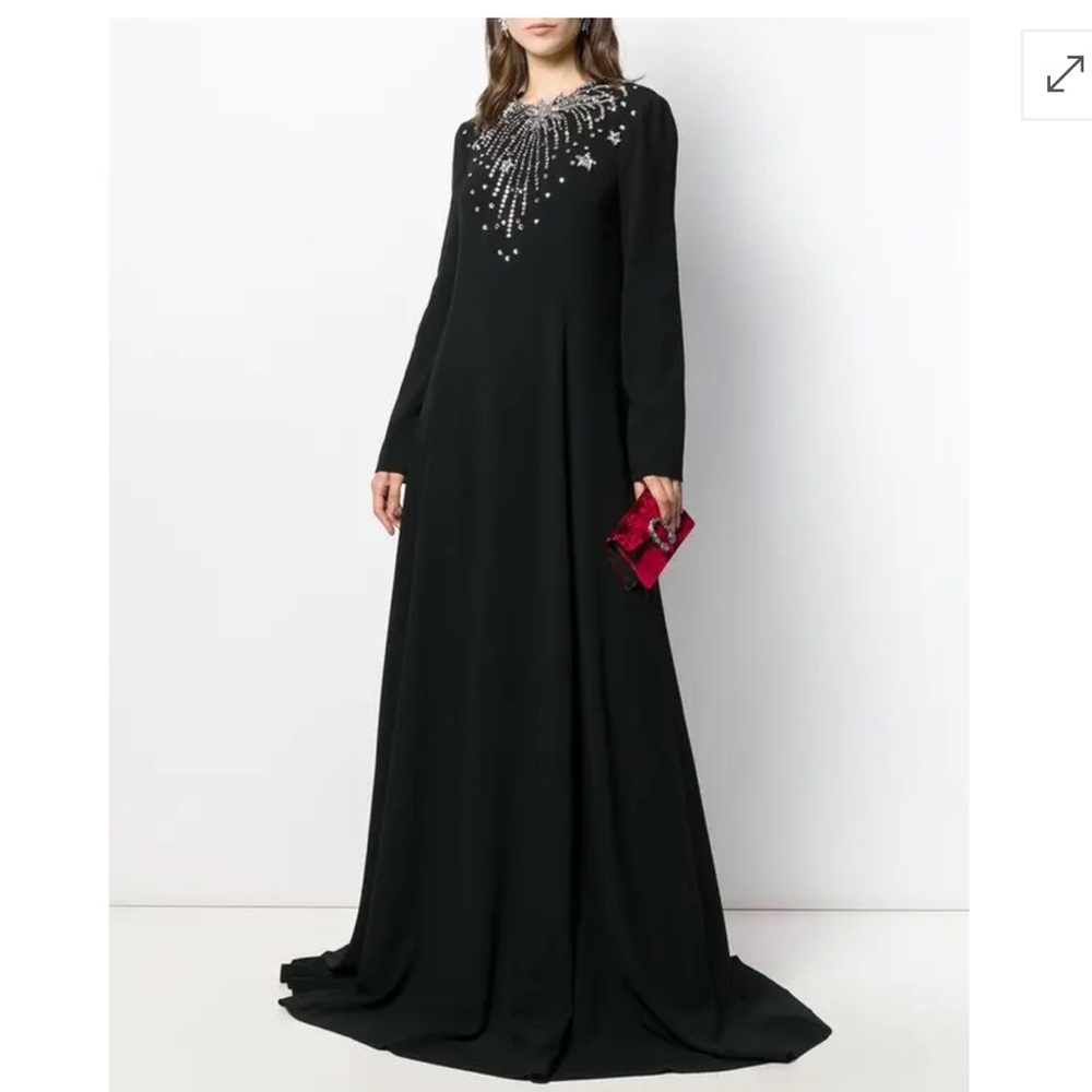 GUCCI black star bling constellation evening gown dress size Large L womens 8/10